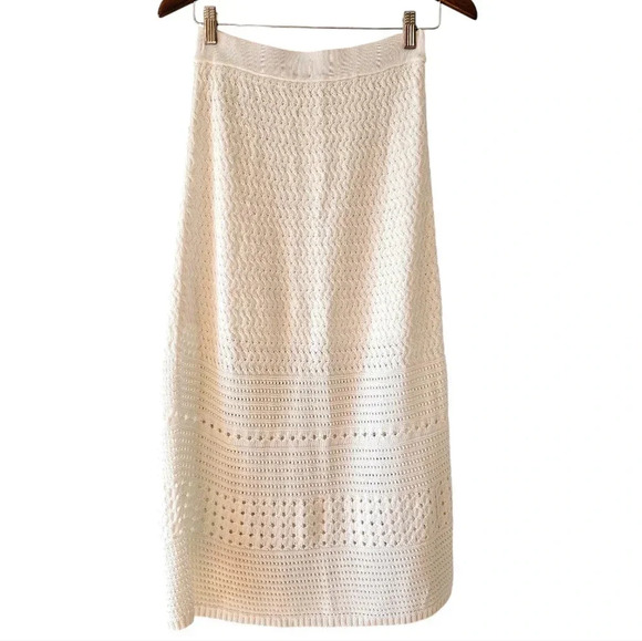 Aritzia Wilfred Heirloom Crochet Knee Length White Women's Midi Skirt Sz Small - Picture 7 of 16